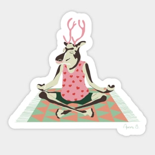 Hipster Christmas Meditating Reindeer Sticker